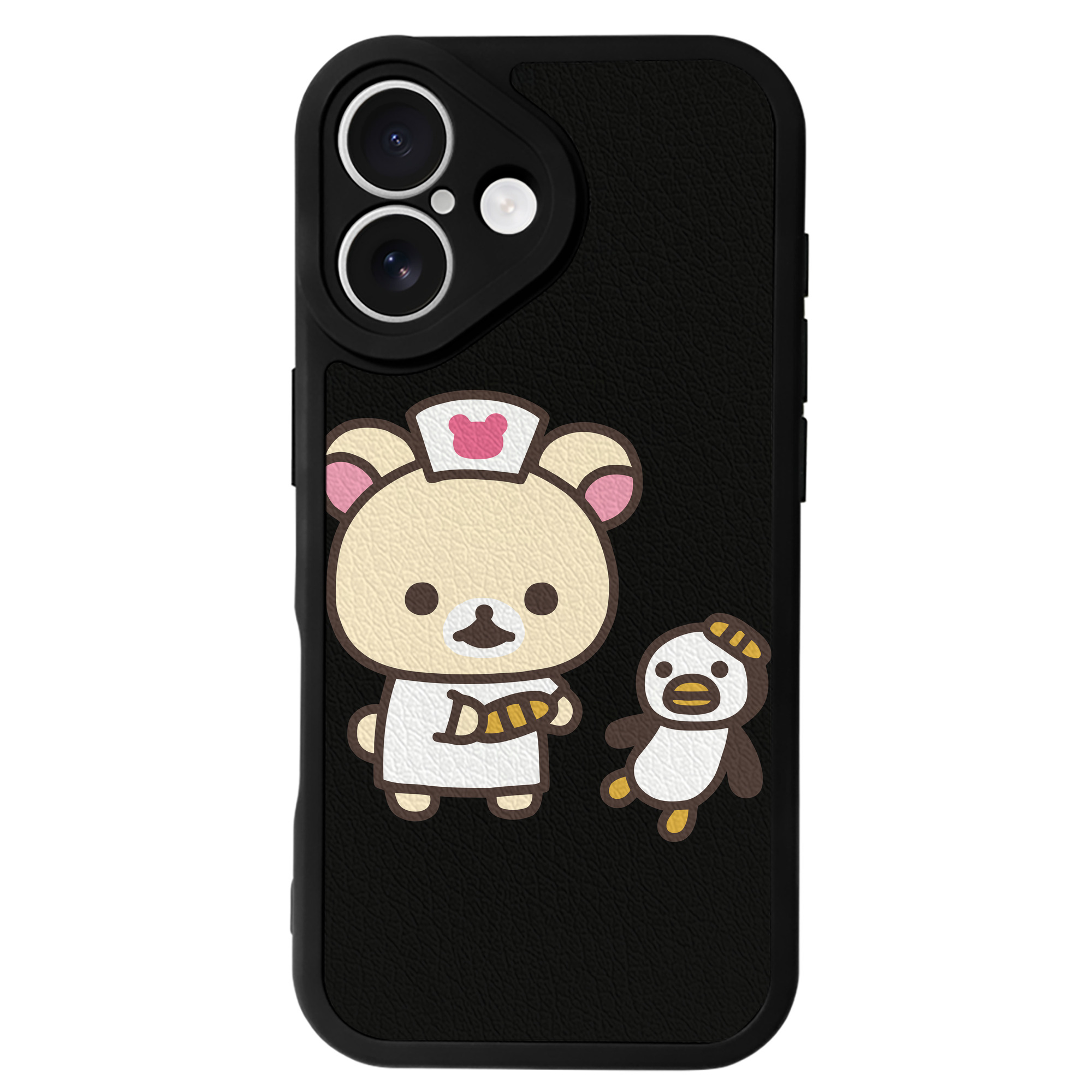 （画像用） リラックマ リラックマ キイロイトリ Rilakkuma Korilakkuma Kiiroitori 【iPhone 16シリーズ対応】シリコンスマホケース（レザー調） 材質：シリコン
